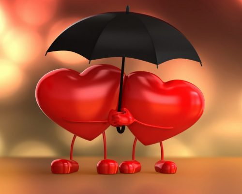 Два сердечка под зонтом